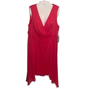 Ralph Lauren Chaps Dress Womens Size 16 Sleeveless Faux Wrap Asymmetrical Hem